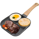 Nonstick Frying Pan With 3 Partitions Frying Egg Bacon Meat Chicken Snack Multipurpose.