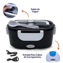 Marmita Elétrica Termica Bivolt Veicular Tomada 2 Cabos Aquecedora De Alimentos Lunch Box Com Divisórias Colher Carro Caminhao