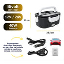 Marmita Elétrica Termica Bivolt Veicular Tomada 2 Cabos Aquecedora De Alimentos Lunch Box Com Divisórias Colher Carro Caminhao