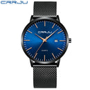 CRRJU Men's Watch Ultra-thin Top Brand Luxury Japan Movement WristWatch Waterproof Sport Steel Quartz Clock Relogio Masculino