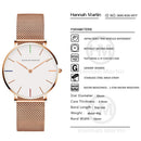 Hannah Martin New 2021 Top Brand Luxury Japan Quartz Wristwatch Stainless Steel Rose Gold Waterproof Watch for Women reloj mujer