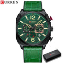 CURREN Brand Luxury Men Brown Quartz Wristwatches for Male Luminous Chronograph Dial Leather Clock Casual Sports Watch