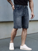 Shorts jeans slim estilo clássico masculino, modelo verão