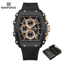 NAVIFORCE Men's Quartz Watch Fashion Trend Sports Chronograph Watch Date Display Silicone  Strap Luminous Hands 3ATM Waterproof