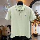 Camisa polo masculina de manga curta, 100% algodão puro, de marca de alta qualidade