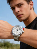 Fashion Sport Watch Men Digital Quartz LED Steel Strap Man Dual Time Watch 3ATM Waterproof Military Wristwatches Relogios