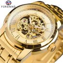 Forsining 349 Men's Mechanical Watch Business Round Skeleton Silvery Black Stainless Steel Manual Wrist Watches for Male Clock