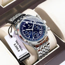 POEDAGAR Business Man Watch Chronograph Date Waterproof Luminous Men's Watches Stainless Steel Trendy Quartz Male Wristwatch+Box