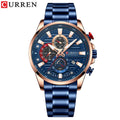 CURREN 8415 Men's Quartz Watch Fashion Unique Black Silvery Blue Clock Calendar Steel Strip Wristwatch for Male