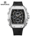 NAVIFORCE Men's Quartz Watch Fashion Trend Sports Chronograph Watch Date Display Silicone  Strap Luminous Hands 3ATM Waterproof