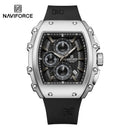 NAVIFORCE Men's Quartz Watch Fashion Trend Sports Chronograph Watch Date Display Silicone  Strap Luminous Hands 3ATM Waterproof