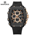 NAVIFORCE Men's Quartz Watch Fashion Trend Sports Chronograph Watch Date Display Silicone  Strap Luminous Hands 3ATM Waterproof