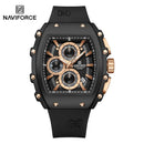 NAVIFORCE Men's Quartz Watch Fashion Trend Sports Chronograph Watch Date Display Silicone  Strap Luminous Hands 3ATM Waterproof