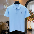 Camisa polo masculina de manga curta, 100% algodão puro, de marca de alta qualidade