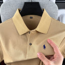 Camisa polo masculina de manga curta, 100% algodão puro, de marca de alta qualidade