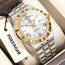 POEDAGAR Sports Men Wristwatch Week Date Stainless Steel Casual Man Watch Luminous Waterproof Quartz Fashion Men's Watches Reloj