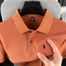 Camisa polo masculina de manga curta, 100% algodão puro, de marca de alta qualidade