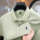 Camisa polo masculina de manga curta, 100% algodão puro, de marca de alta qualidade