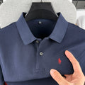 Camisa polo masculina de manga curta, 100% algodão puro, de marca de alta qualidade