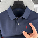Camisa polo masculina de manga curta, 100% algodão puro, de marca de alta qualidade
