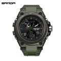 SANDA 739 Luxury Digital Quartz Watch for Men Military Army Waterproof Sports Wristwatches LED Dual Display Mens Reloj Hombre