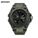 SANDA 739 Luxury Digital Quartz Watch for Men Military Army Waterproof Sports Wristwatches LED Dual Display Mens Reloj Hombre