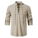 Men's  Casual Henley Shirt  Stand Collar Long Sleeve with Drawstring Cuffs Casual Henry Collar Shirt