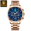 POEDAGAR Top Fashion Men's Watches Waterproof Luminous Stainless Steel Men Wristwatch Chronograph Date Quartz Business Man Watch
