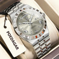 POEDAGAR Sports Men Wristwatch Week Date Stainless Steel Casual Man Watch Luminous Waterproof Quartz Fashion Men's Watches Reloj