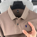 Camisa polo masculina de manga curta, 100% algodão puro, de marca de alta qualidade
