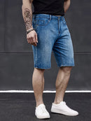Shorts jeans slim estilo clássico masculino, modelo verão