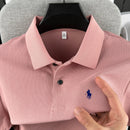 Camisa polo masculina de manga curta, 100% algodão puro, de marca de alta qualidade
