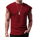 Men's Loose Short Sleeve T-Shirt round Neck Sleeveless Casual Breathable Summer Sports Basic Vest