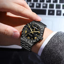 POEDAGAR Sports Men Wristwatch Week Date Stainless Steel Casual Man Watch Luminous Waterproof Quartz Fashion Men's Watches Reloj