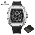 NAVIFORCE Men's Quartz Watch Fashion Trend Sports Chronograph Watch Date Display Silicone  Strap Luminous Hands 3ATM Waterproof