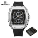 NAVIFORCE Men's Quartz Watch Fashion Trend Sports Chronograph Watch Date Display Silicone  Strap Luminous Hands 3ATM Waterproof