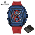 NAVIFORCE Men's Quartz Watch Fashion Trend Sports Chronograph Watch Date Display Silicone  Strap Luminous Hands 3ATM Waterproof