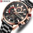 CURREN 8415 Men's Quartz Watch Fashion Unique Black Silvery Blue Clock Calendar Steel Strip Wristwatch for Male