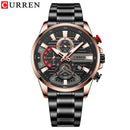 CURREN 8415 Men's Quartz Watch Fashion Unique Black Silvery Blue Clock Calendar Steel Strip Wristwatch for Male