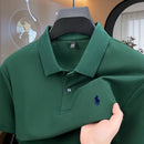 Camisa polo masculina de manga curta, 100% algodão puro, de marca de alta qualidade