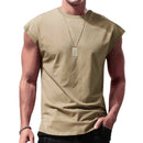 Men's Loose Short Sleeve T-Shirt round Neck Sleeveless Casual Breathable Summer Sports Basic Vest