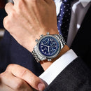 POEDAGAR Business Man Watch Chronograph Date Waterproof Luminous Men's Watches Stainless Steel Trendy Quartz Male Wristwatch+Box