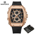 NAVIFORCE Men's Quartz Watch Fashion Trend Sports Chronograph Watch Date Display Silicone  Strap Luminous Hands 3ATM Waterproof