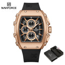 NAVIFORCE Men's Quartz Watch Fashion Trend Sports Chronograph Watch Date Display Silicone  Strap Luminous Hands 3ATM Waterproof