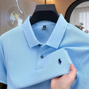 Camisa polo masculina de manga curta, 100% algodão puro, de marca de alta qualidade