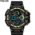 YIKAZE Multifunction Men's Sports Watch LED Digital Watch Big Dial Waterproof Luminous Men Sport Watch Electronic Watches