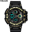 YIKAZE Multifunction Men's Sports Watch LED Digital Watch Big Dial Waterproof Luminous Men Sport Watch Electronic Watches