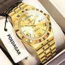 POEDAGAR Sports Men Wristwatch Week Date Stainless Steel Casual Man Watch Luminous Waterproof Quartz Fashion Men's Watches Reloj
