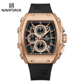 NAVIFORCE Men's Quartz Watch Fashion Trend Sports Chronograph Watch Date Display Silicone  Strap Luminous Hands 3ATM Waterproof