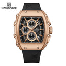 NAVIFORCE Men's Quartz Watch Fashion Trend Sports Chronograph Watch Date Display Silicone  Strap Luminous Hands 3ATM Waterproof